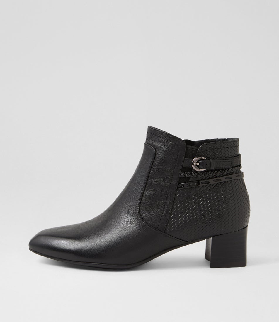 Mayas Black Leather Patent Ankle Boots Mayas Black Leather Patent Ankle Boots