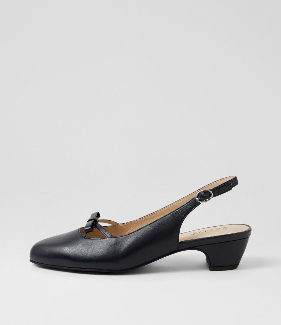 Nalanis Navy Leather Heels Nalanis Navy Leather Heels