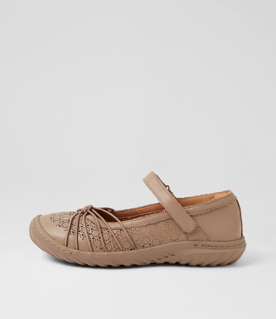 Tayie Taupe Leather Flat Shoes Tayie Taupe Leather Flat Shoes
