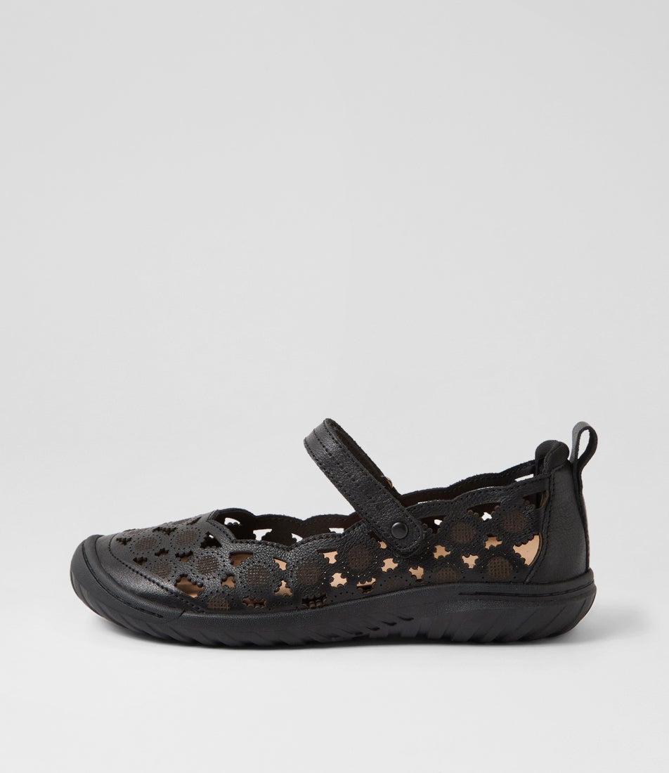 Tadaa Black Leather Flat Shoes