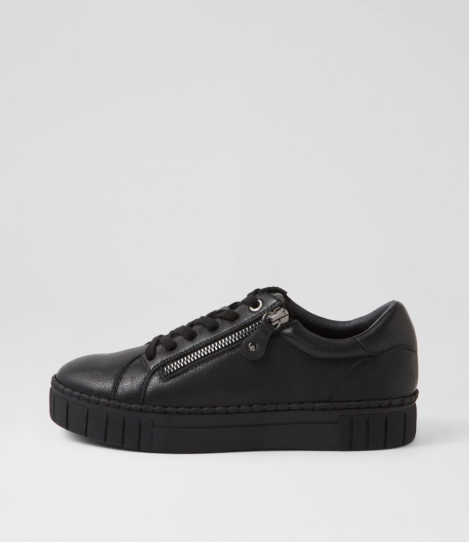Pagie Black Leather Sneakers