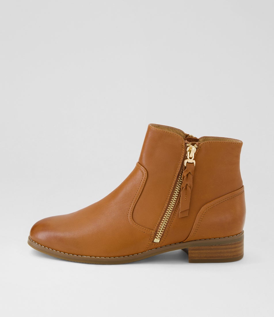 Brookie Dark Rum Leather Ankle Boots