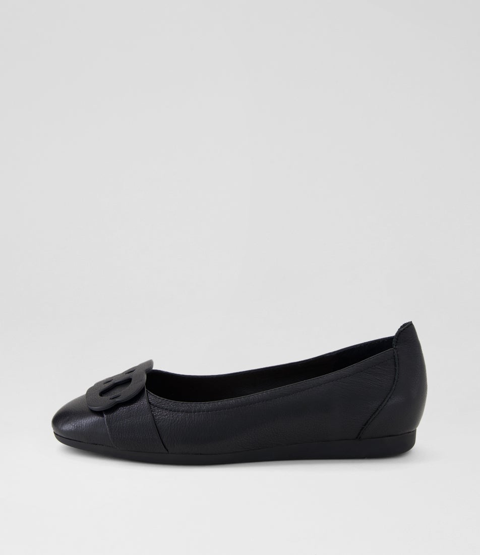Blairs Black Leather Flat Shoes