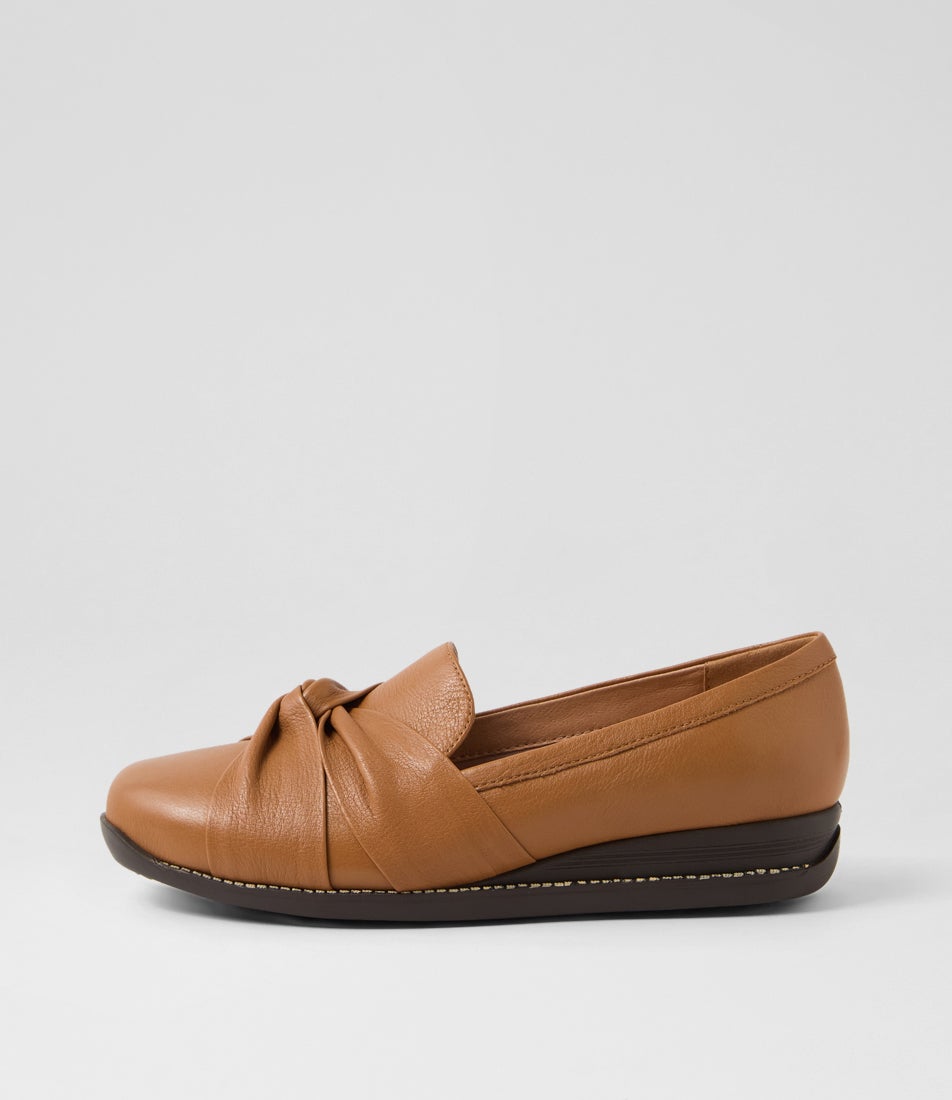 Inies Dark Tan Brown Leather Flat Shoes Inies Dark Tan Brown Leather Flat Shoes