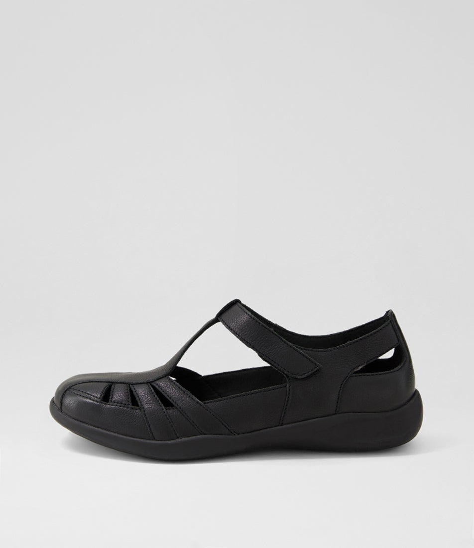 Evanie D Black Leather Flat Shoes Evanie D Black Leather Flat Shoes