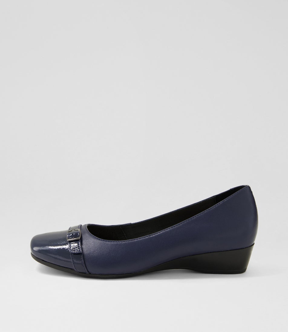 Rosalaie Navy Patent Leather Wedges