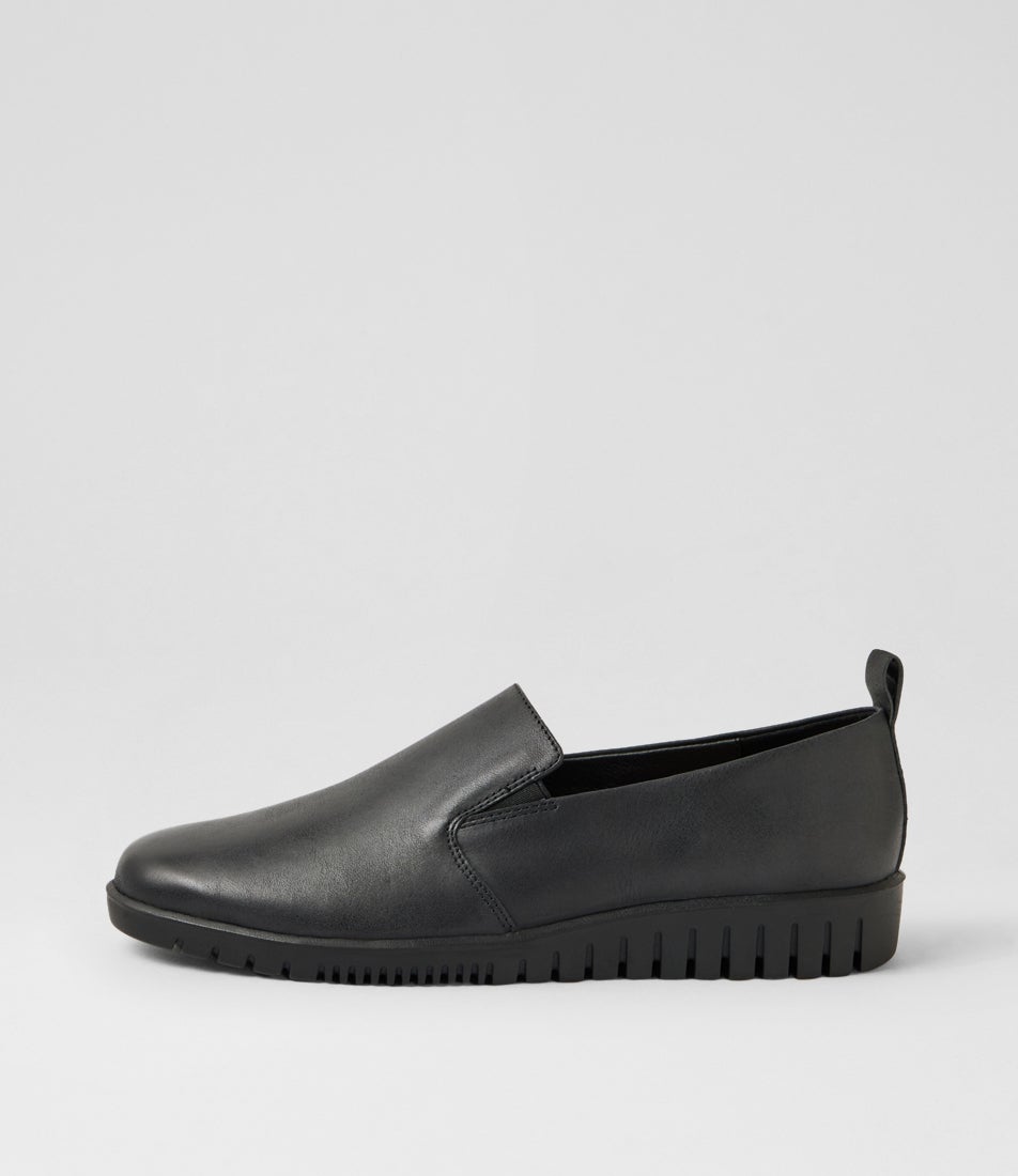 Barri Black Waxy Leather Flat Shoes Barri Black Waxy Leather Flat Shoes