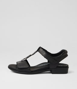 Caries Black Leather Sandals Caries Black Leather Sandals