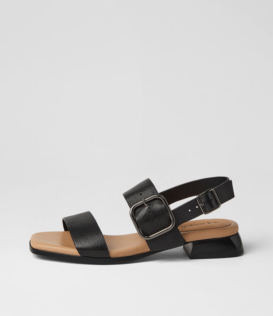 Demai Black Leather Sandals