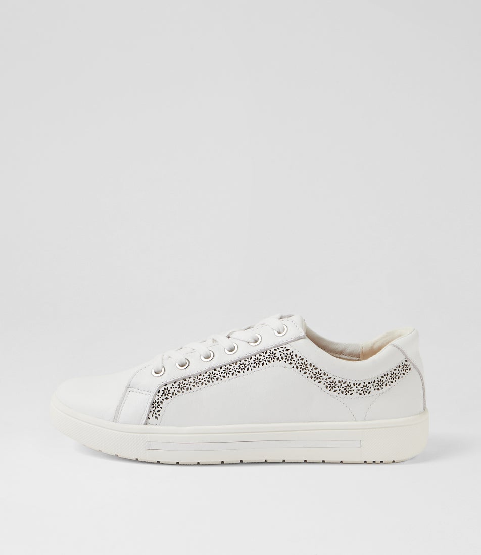 Elme White Leather Sneakers