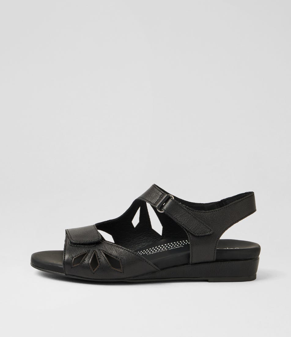 Jacalyn Black Leather Sandals