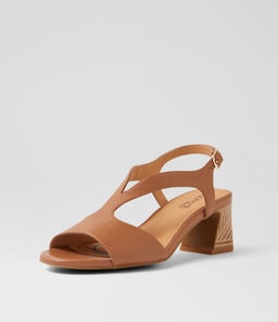 JESSIA SU DK TAN ABSTRACT HEEL LEATHER