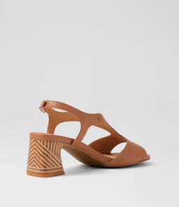 JESSIA SU DK TAN ABSTRACT HEEL LEATHER