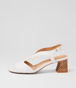 JESSIA SU WHITE ABSTRACT HEEL LEATHER