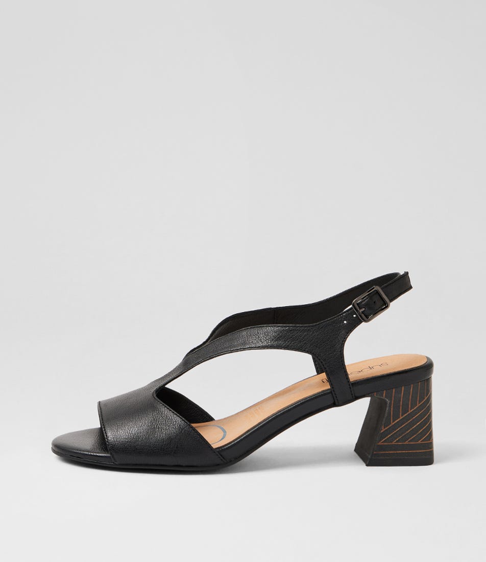 Jessia Black Abstract Leather Sandals