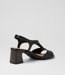 JESSIA SU BLACK ABSTRACT HEEL LEATHER