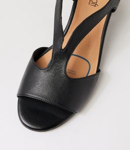 JESSIA SU BLACK ABSTRACT HEEL LEATHER
