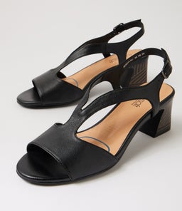 JESSIA SU BLACK ABSTRACT HEEL LEATHER