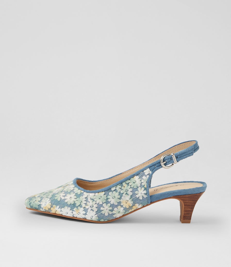 Leelee Light Blue Flower Multi Heels