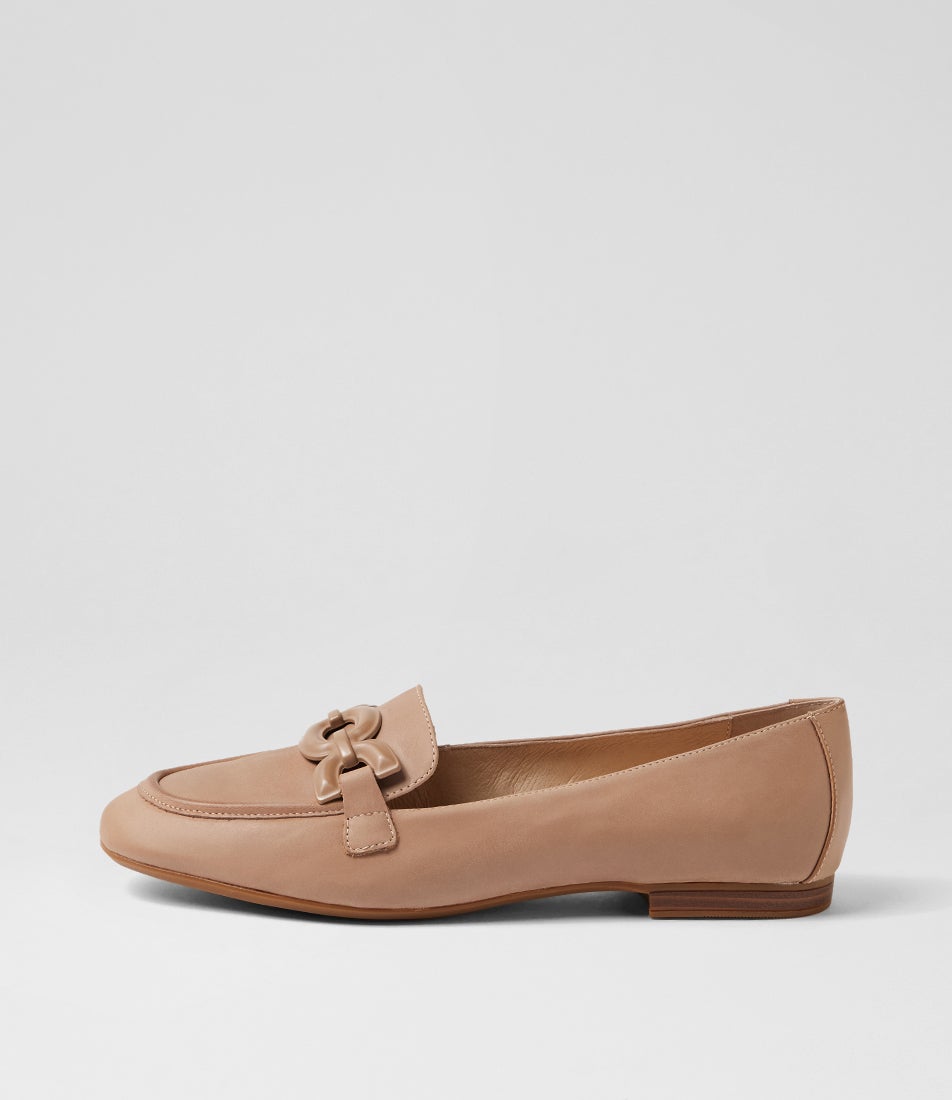 Umaya D Taupe Waxy Leather Flat Shoes