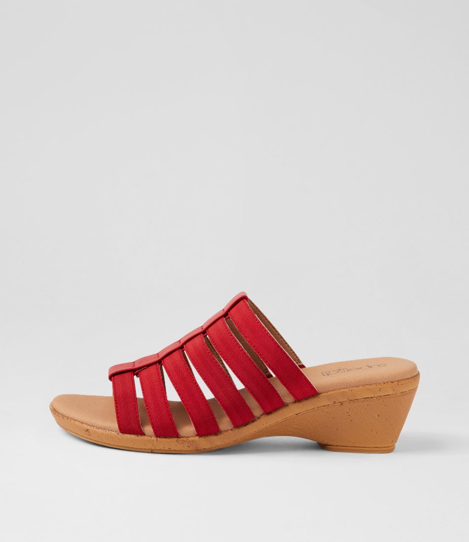 Victorias Bright Red Leather Elastic Sandals