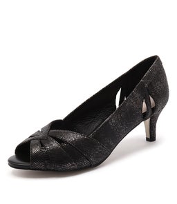 GENNY SU BLACK METALLIC SNAKE LEATHER