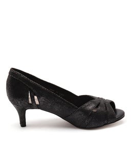 GENNY SU BLACK METALLIC SNAKE LEATHER