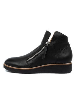 Ohmy Black Black Leather Ankle Boots Ohmy Black Black Leather Ankle Boots