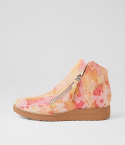 Ohmy Pink Mix Leather Ankle Boots Ohmy Pink Mix Leather Ankle Boots