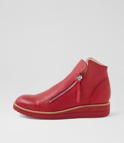Ohmy Dark Red Leather Red Sole Ankle Boots Ohmy Dark Red Leather Red Sole Ankle Boots