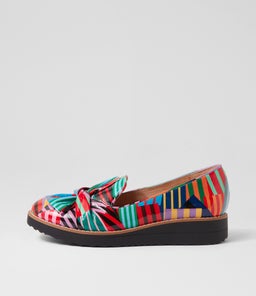 OCLEM BLACK STRIPE MULTI PATENT LEATHER