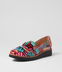 OCLEM BLACK STRIPE MULTI PATENT LEATHER