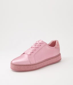 PLUMA PINK SATIN METALLIC PINK LEATHER JEWELS