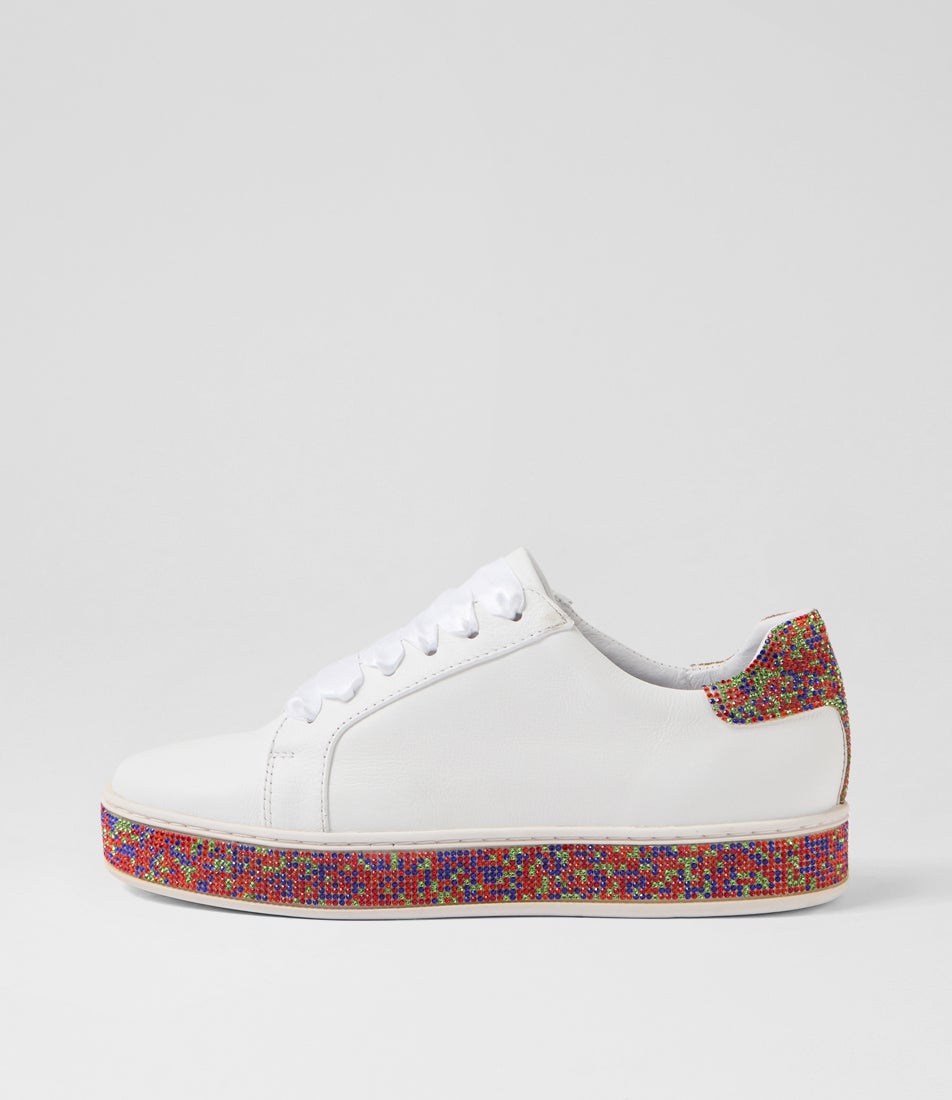 Pluma White Multi Leather Jewels Sneakers Pluma White Multi Leather Jewels Sneakers