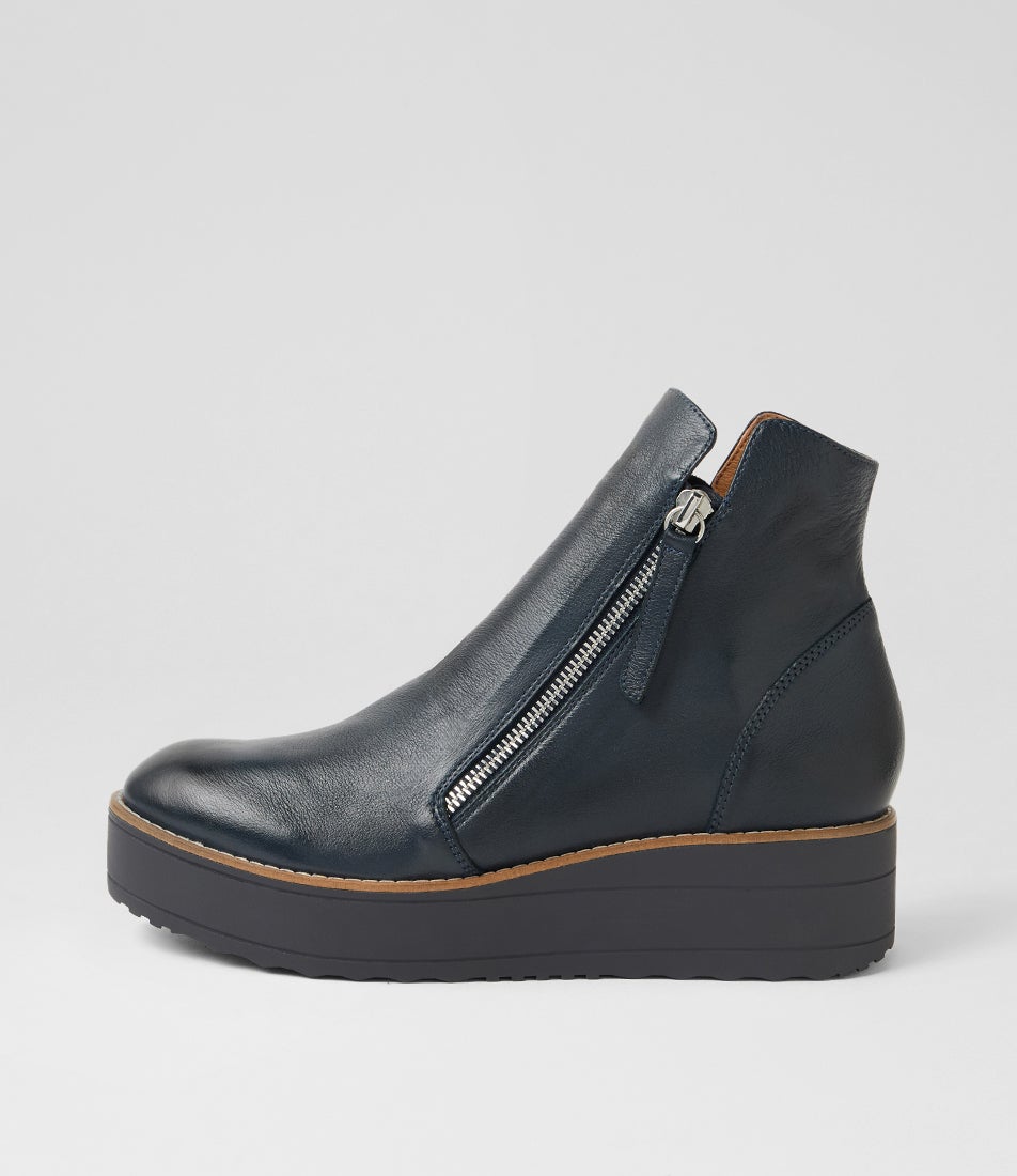 Nene New Navy Leather Ankle Boots Nene New Navy Leather Ankle Boots