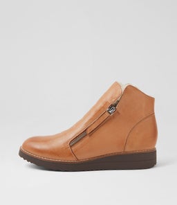 OPAL TO DK TAN BEIGE CHOC SOLE LEATHER FUR