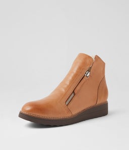 OPAL TO DK TAN BEIGE CHOC SOLE LEATHER FUR