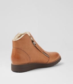 OPAL TO DK TAN BEIGE CHOC SOLE LEATHER FUR