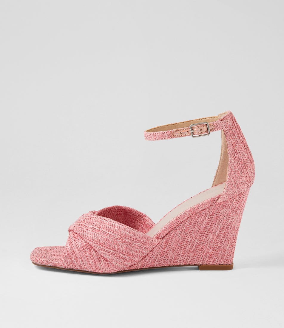 Kotio Pink Synthetic Raffia Sandals