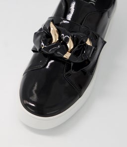 LAYYAH TO BLACK WHITE SOLE PATENT LEATHER