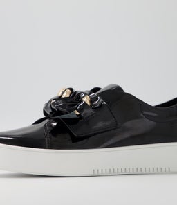 LAYYAH TO BLACK WHITE SOLE PATENT LEATHER