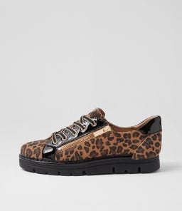 Elos Camel Leopard Black Suede Patent Sneakers Elos Camel Leopard Black Suede Patent Sneakers