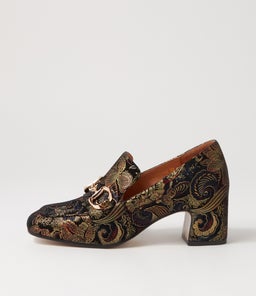 FANESS TO BLACK METALLIC PRINT SUEDE