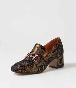 FANESS TO BLACK METALLIC PRINT SUEDE