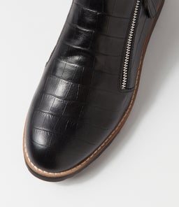 OHMYES TO BLACK BLACK SOLE CROC LEATHER