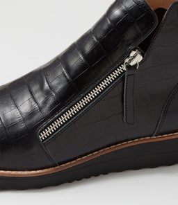 OHMYES TO BLACK BLACK SOLE CROC LEATHER