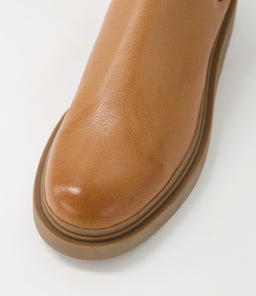 ZOOPY TO DK TAN LT CHOC SOLE LEATHER ELASTIC
