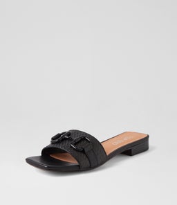 KUZIL TO BLACK BLACK SYN RAFFIA LEATHER