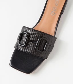 KUZIL TO BLACK BLACK SYN RAFFIA LEATHER