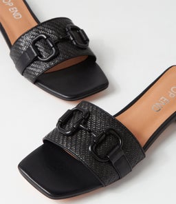 KUZIL TO BLACK BLACK SYN RAFFIA LEATHER